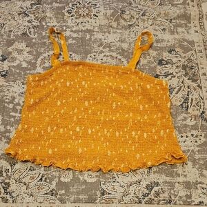 Torrid Smocked Crop Cami – Yellow Floral Tie-Strap Tank Top